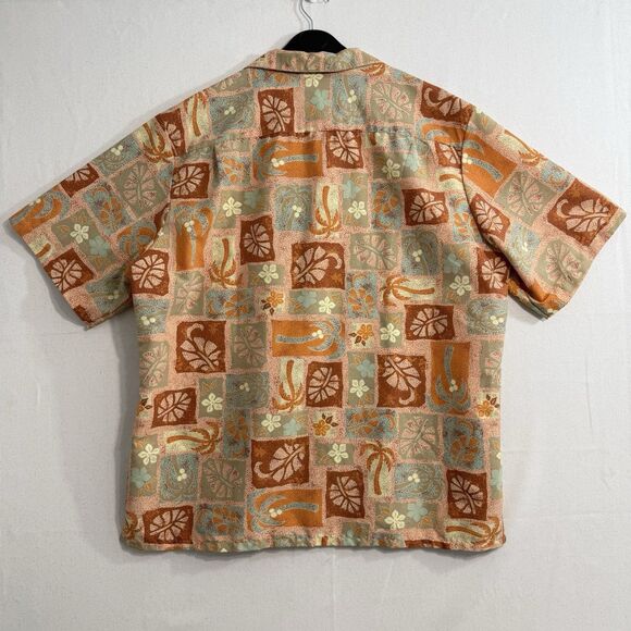 Cintas Uniform Palms Leaves Pastel Hawaiian Shirt size XL 54 x 31 Mens Polyester - Picture 2 of 6